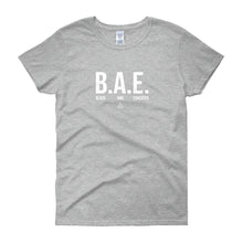 Load image into Gallery viewer, BAE Black and Educated (white) - Women's short sleeve t-shirt