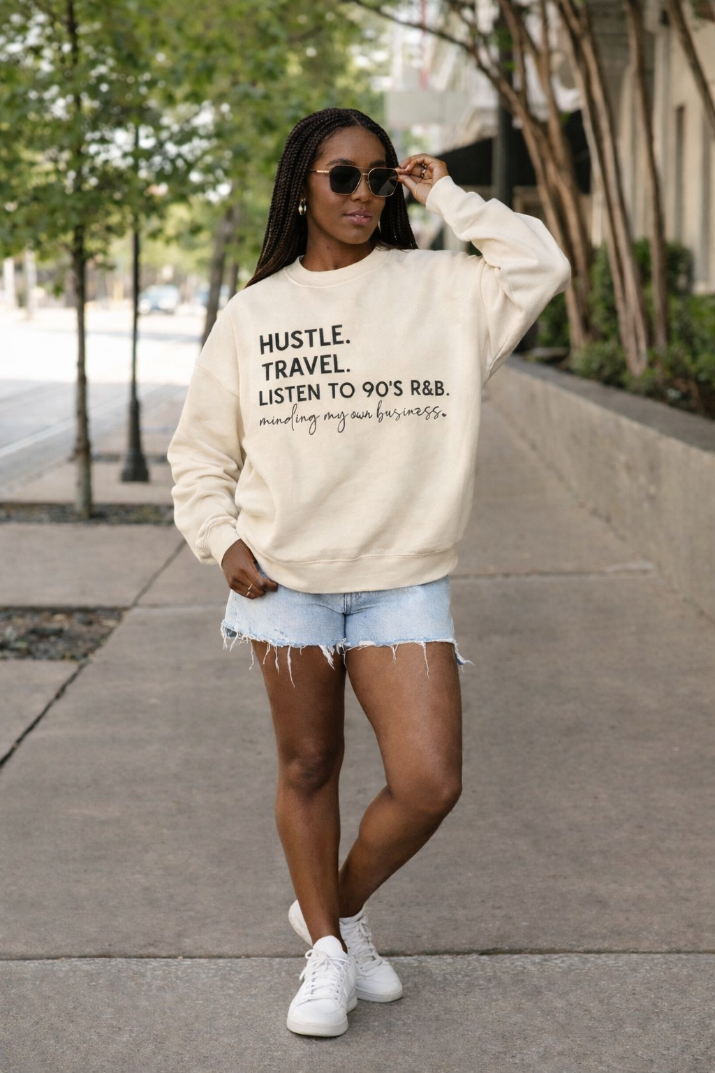 Hustle Travel Listen to 90's R&B Minding My Own Business - Sweatshirt