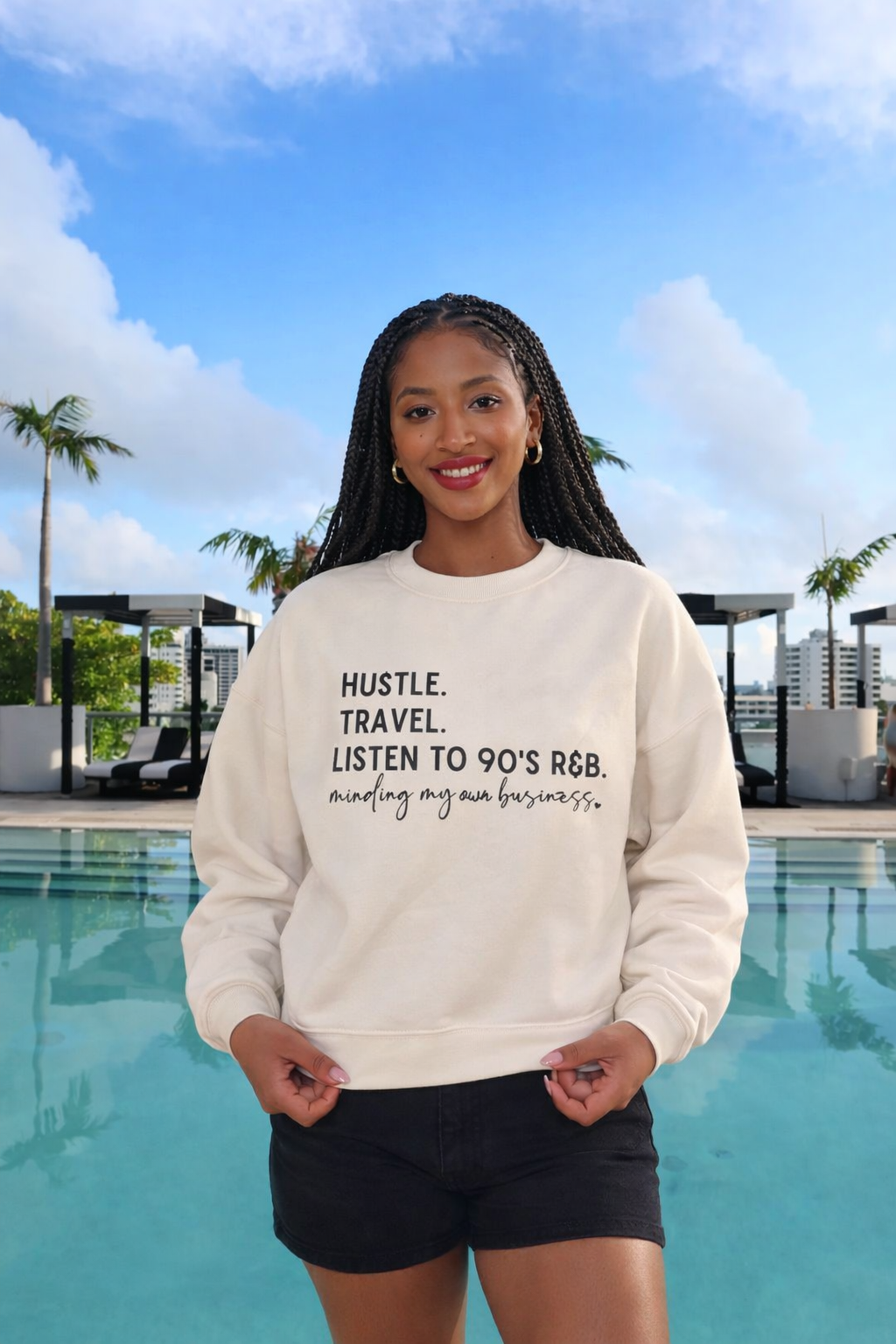 Hustle Travel Listen to 90's R&B Minding My Own Business - Sweatshirt