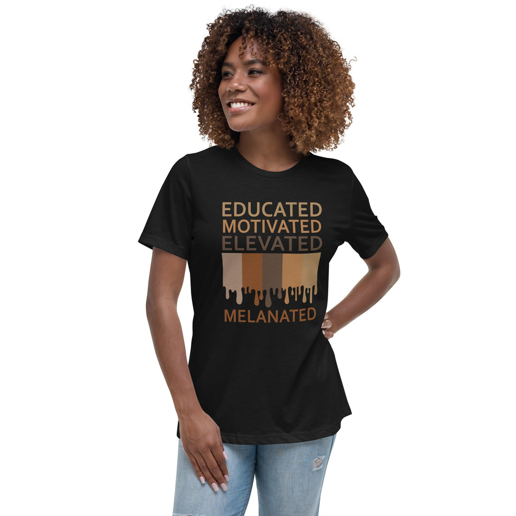 Educated Motivated Elevated Melanated Drip Women's Short Sleeve T-Shirt