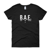 Load image into Gallery viewer, BAE Black and Educated (white) - Women&#39;s short sleeve t-shirt
