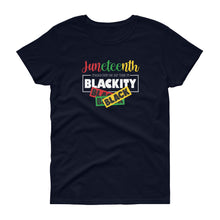 Load image into Gallery viewer, Juneteenth Blackity Black - Women&#39;s short sleeve t-shirt
