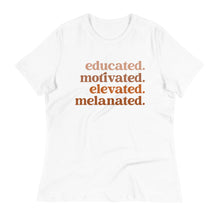 Load image into Gallery viewer, Educated Motivated Elevated Melanated - Women&#39;s Short Sleeve T-Shirt
